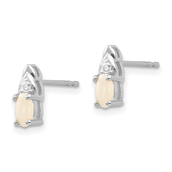 14k White Gold Opal Diamond Earring with Diamond Accent, 0.36-Carat Gemweight