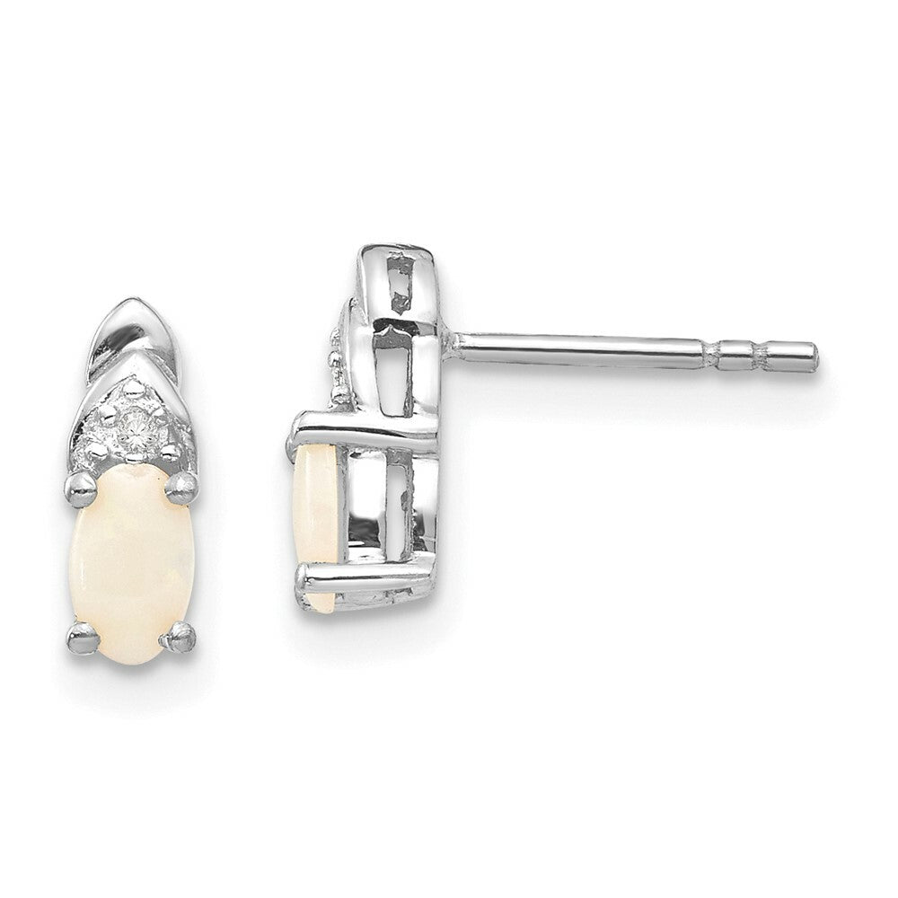 14k White Gold Opal Diamond Earring with Diamond Accent, 0.36-Carat Gemweight