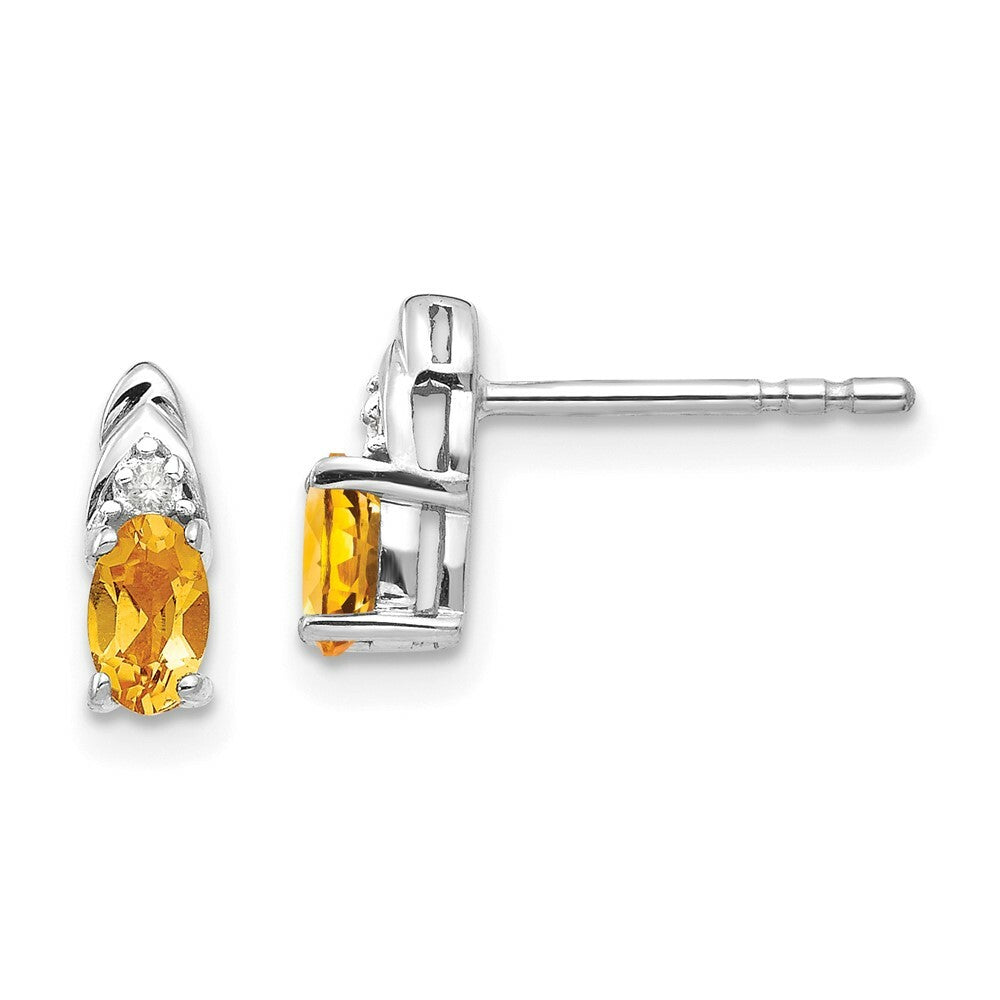 14k White Gold Citrine Diamond Earring with Diamond Accent, 0.35-Carat Gemweight