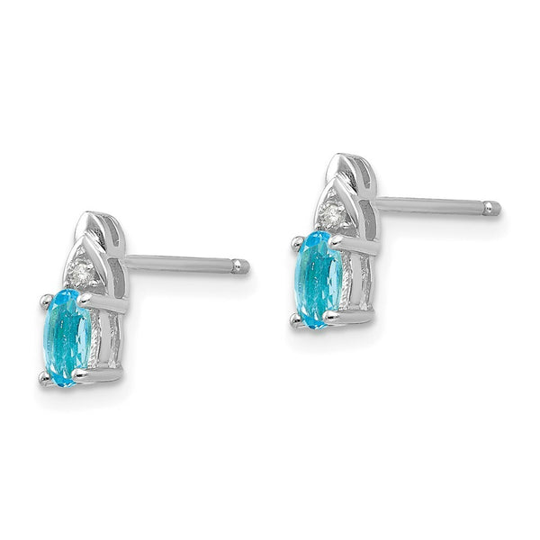 14k White Gold Blue Topaz Diamond Earring with Diamond Accent, 0.63-Carat Gemweight