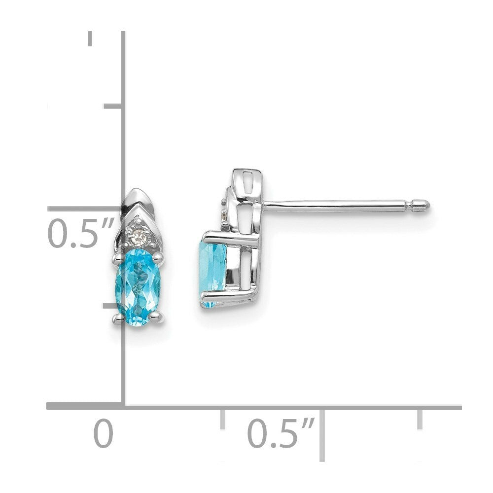 14k White Gold Blue Topaz Diamond Earring with Diamond Accent, 0.63-Carat Gemweight