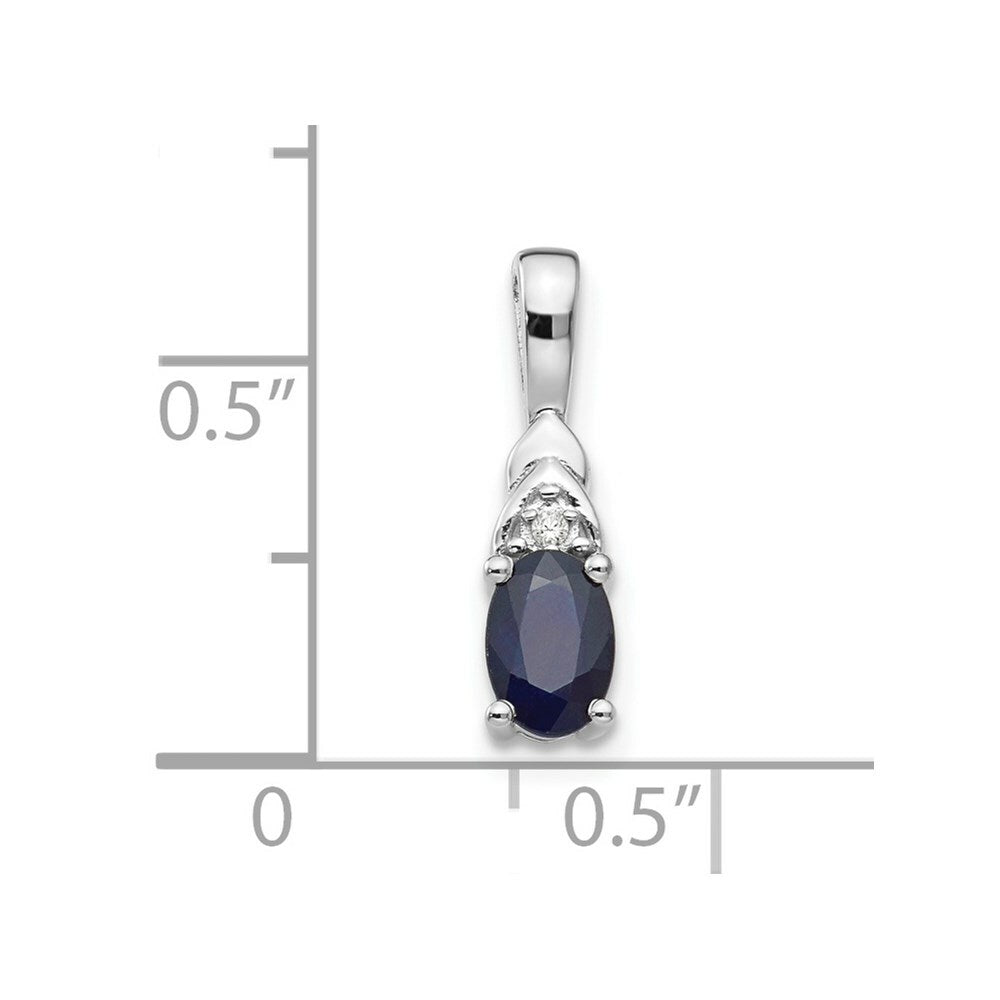 14K White Gold 0.62-Carat Oval Sapphire and Diamond Pendant