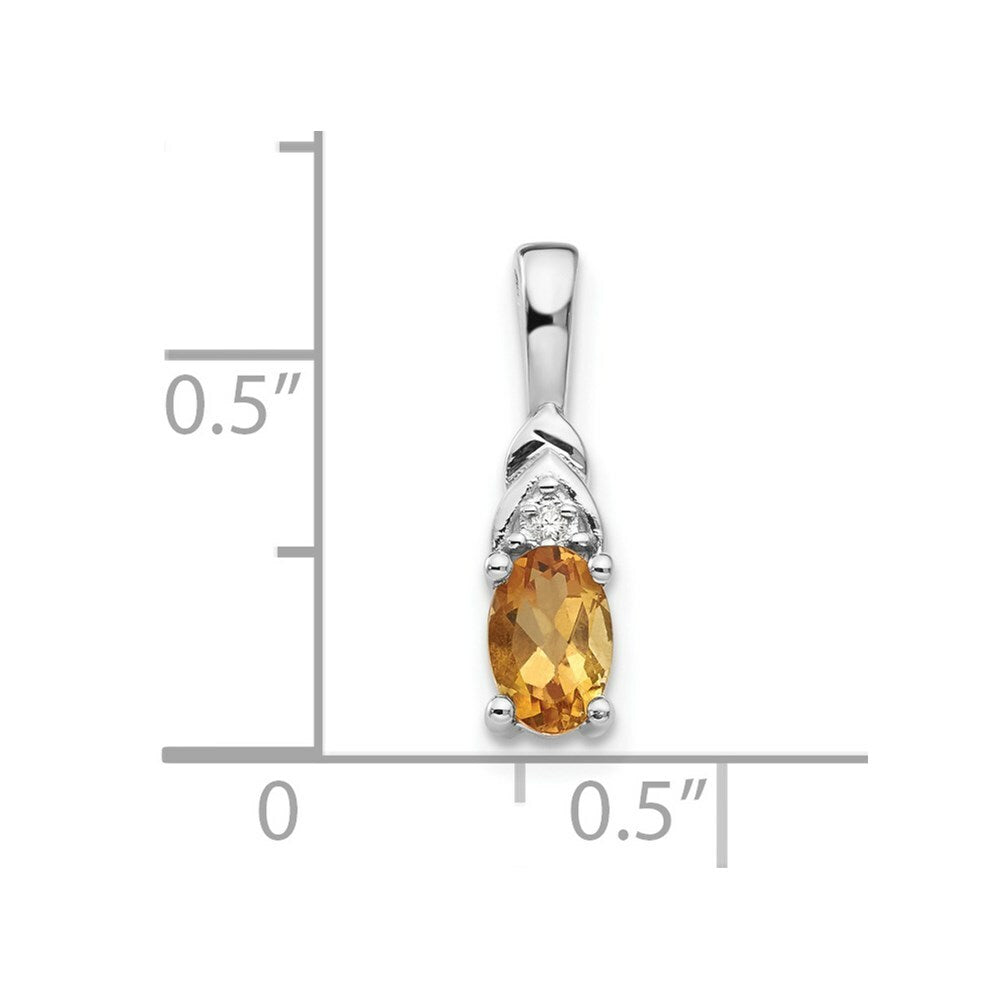 14K White Gold 0.37-Carat Oval Citrine and Diamond Pendant