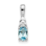 Load image into Gallery viewer, 14K White Gold 1/2-Carat Oval Blue Topaz and Diamond Pendant
