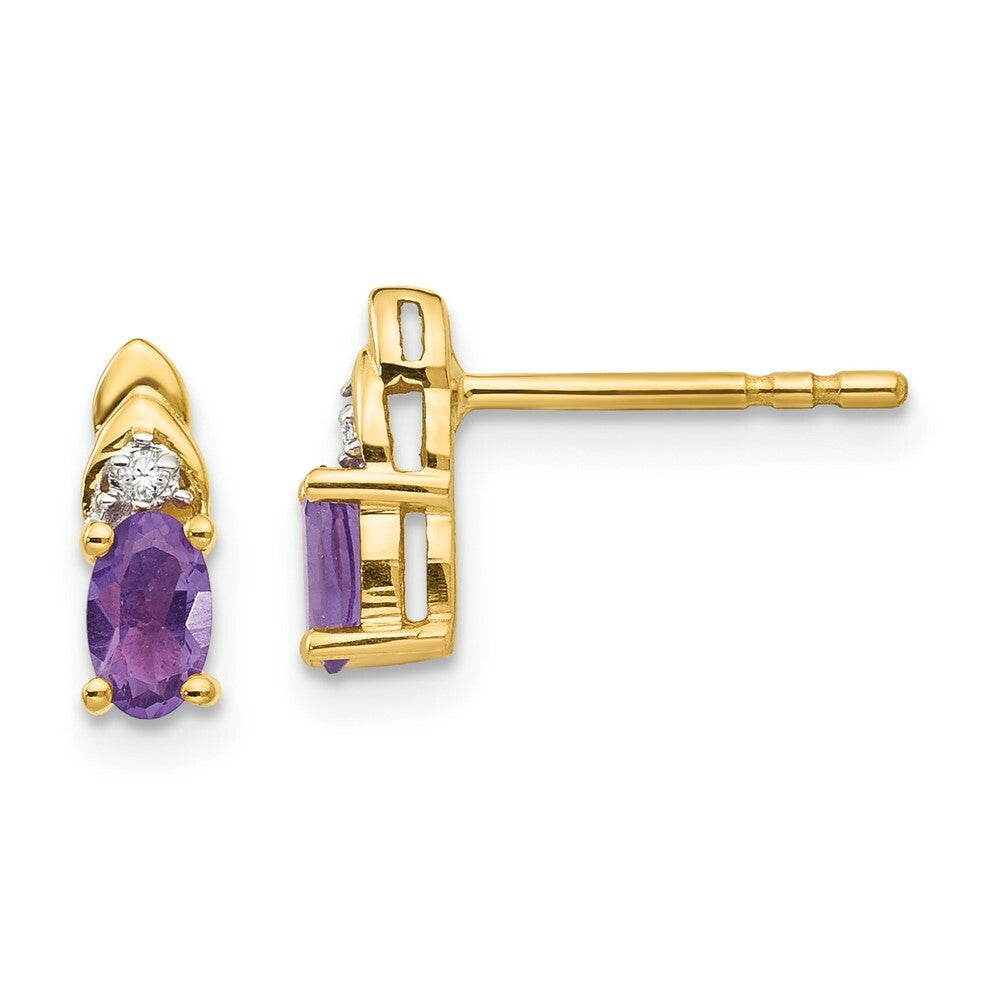 14K Diamond & Amethyst Earrings