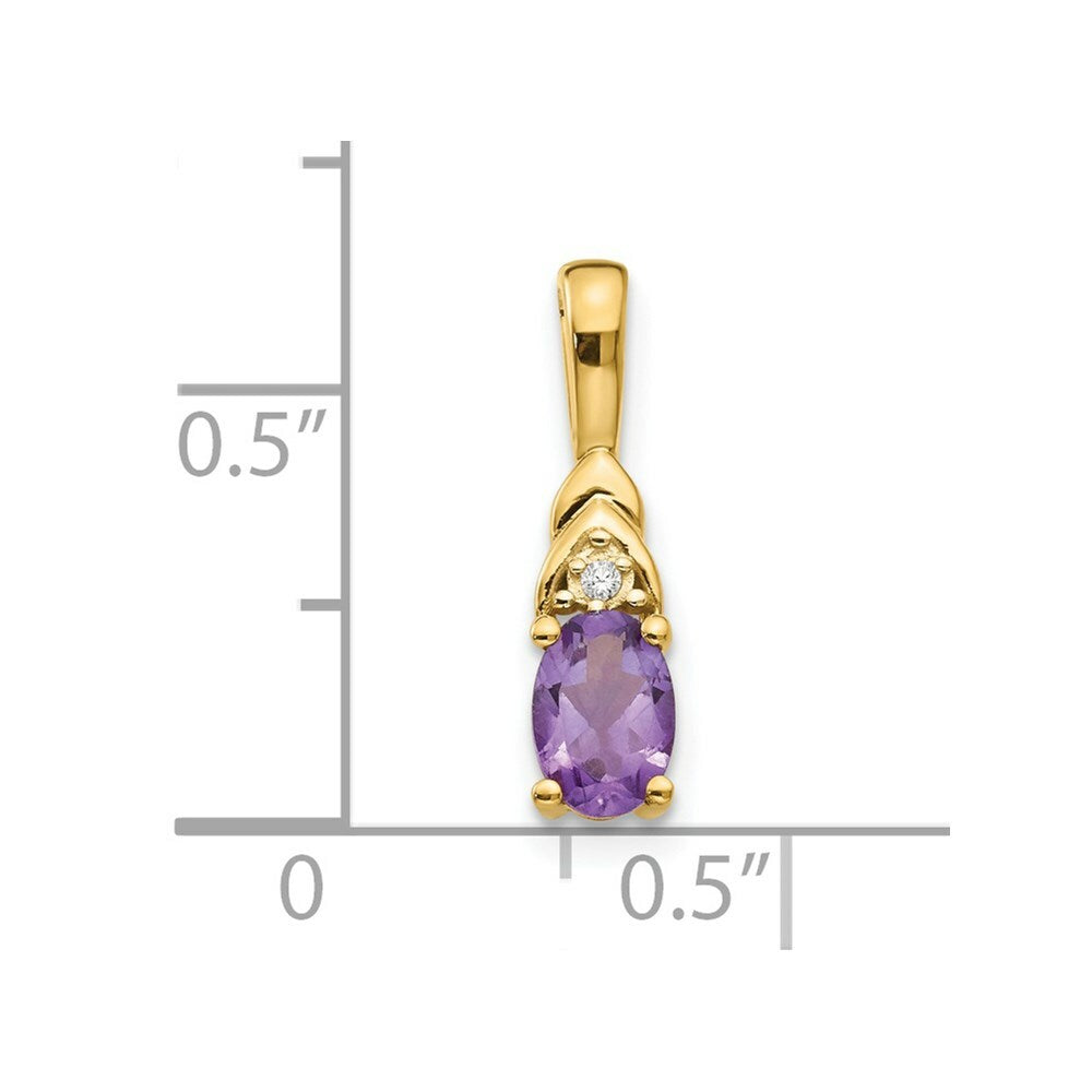 14K Yellow Gold Diamond & 0.38-Carat Oval Amethyst Pendant