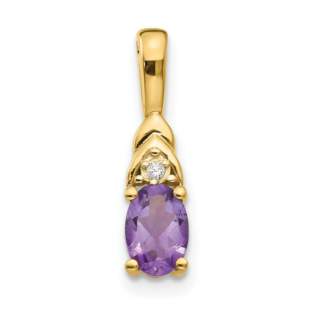 14K Yellow Gold Diamond & 0.38-Carat Oval Amethyst Pendant