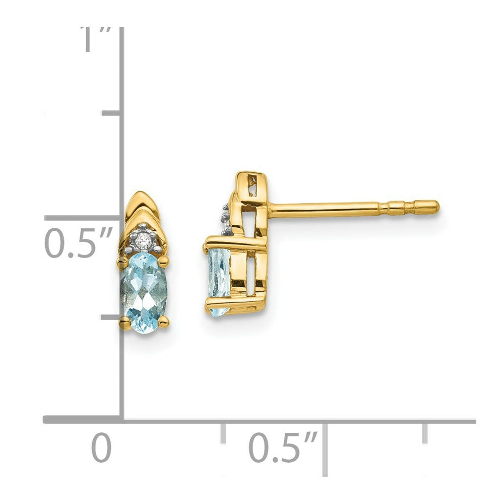 14K Diamond & Aquamarine Earrings