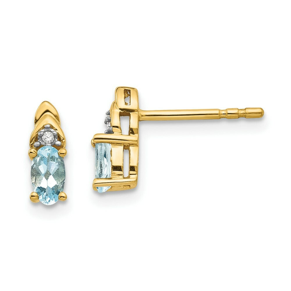 14K Diamond & Aquamarine Earrings