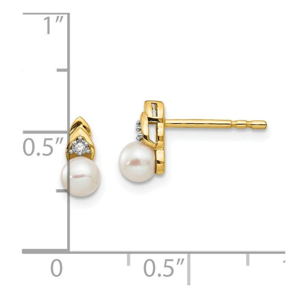 14K Diamond & Freshwater Cultured Pearl Earrings
