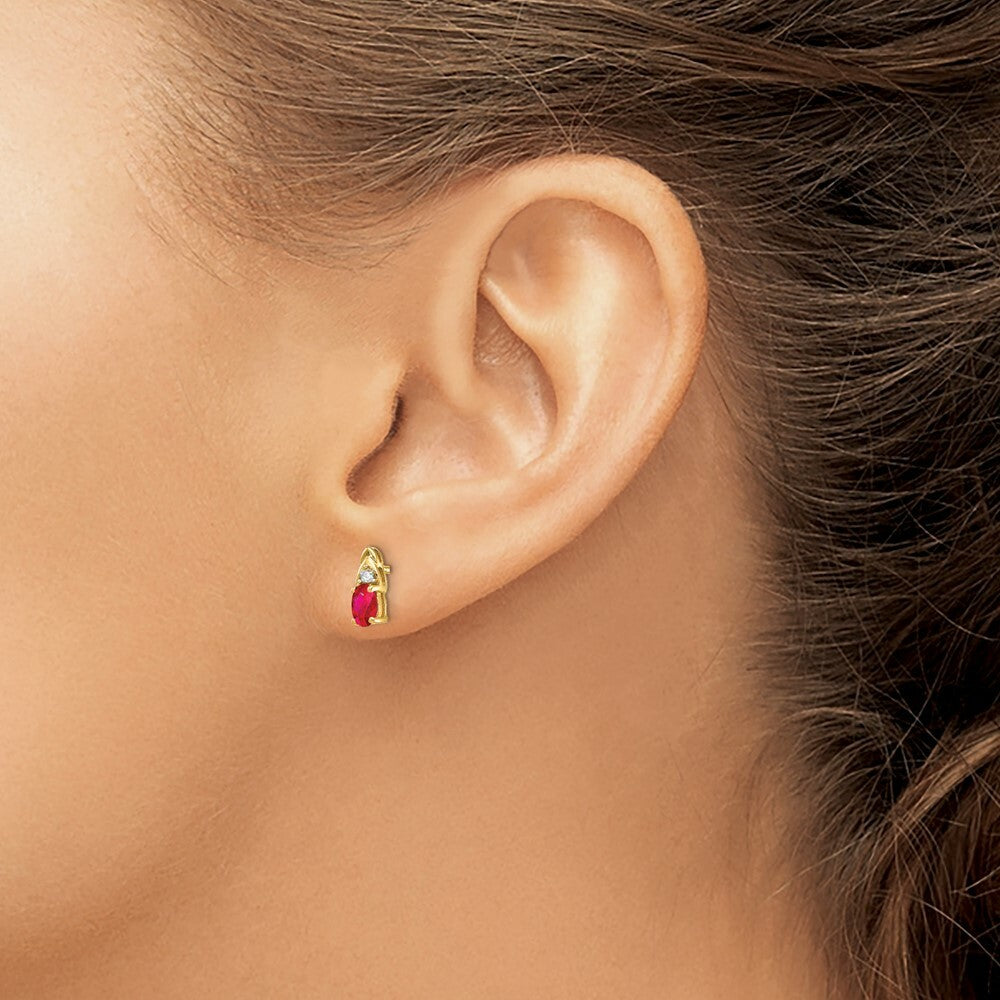 14K Diamond & Ruby Earrings