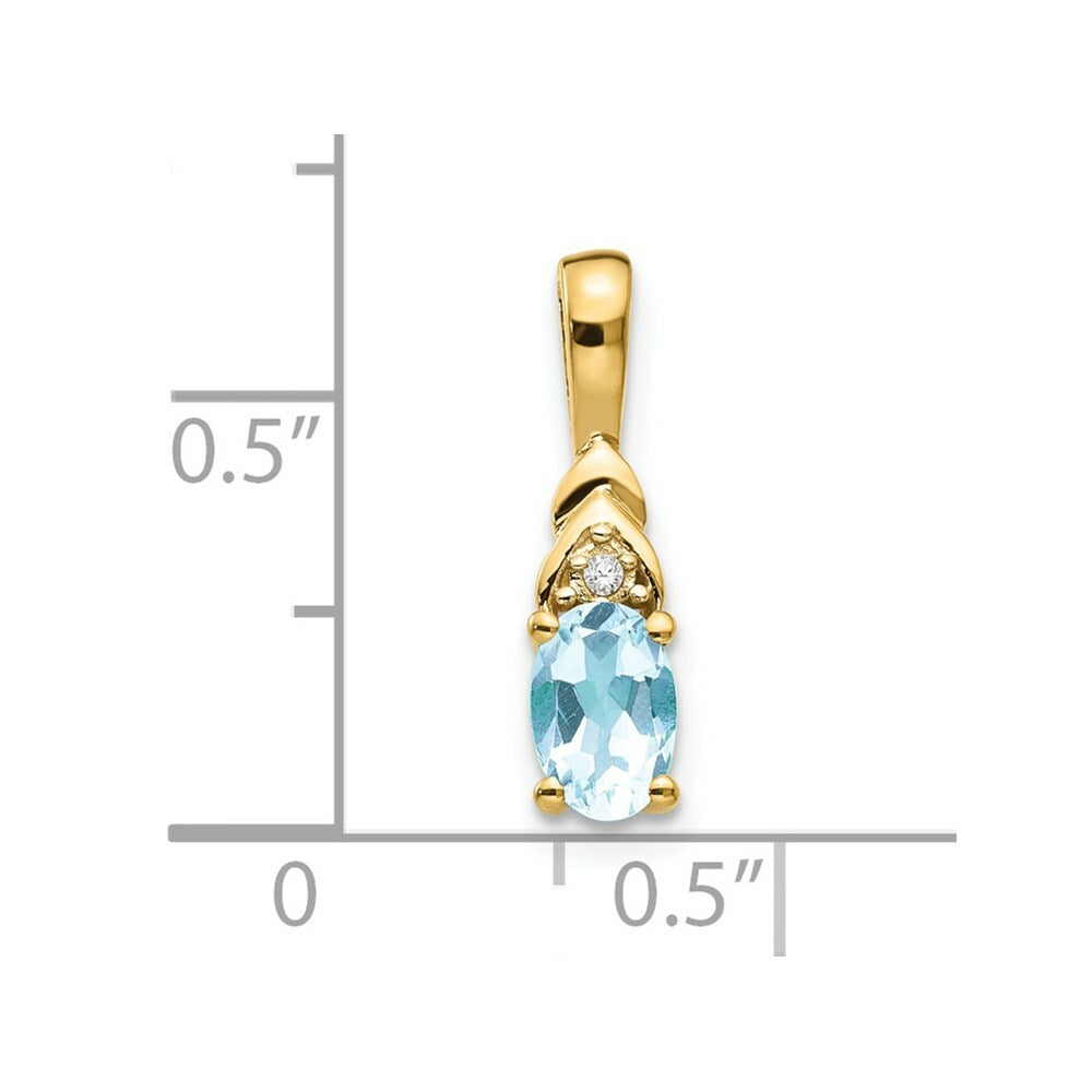 14K Yellow Gold Diamond & 0.38-Carat Oval Aquamarine Pendant