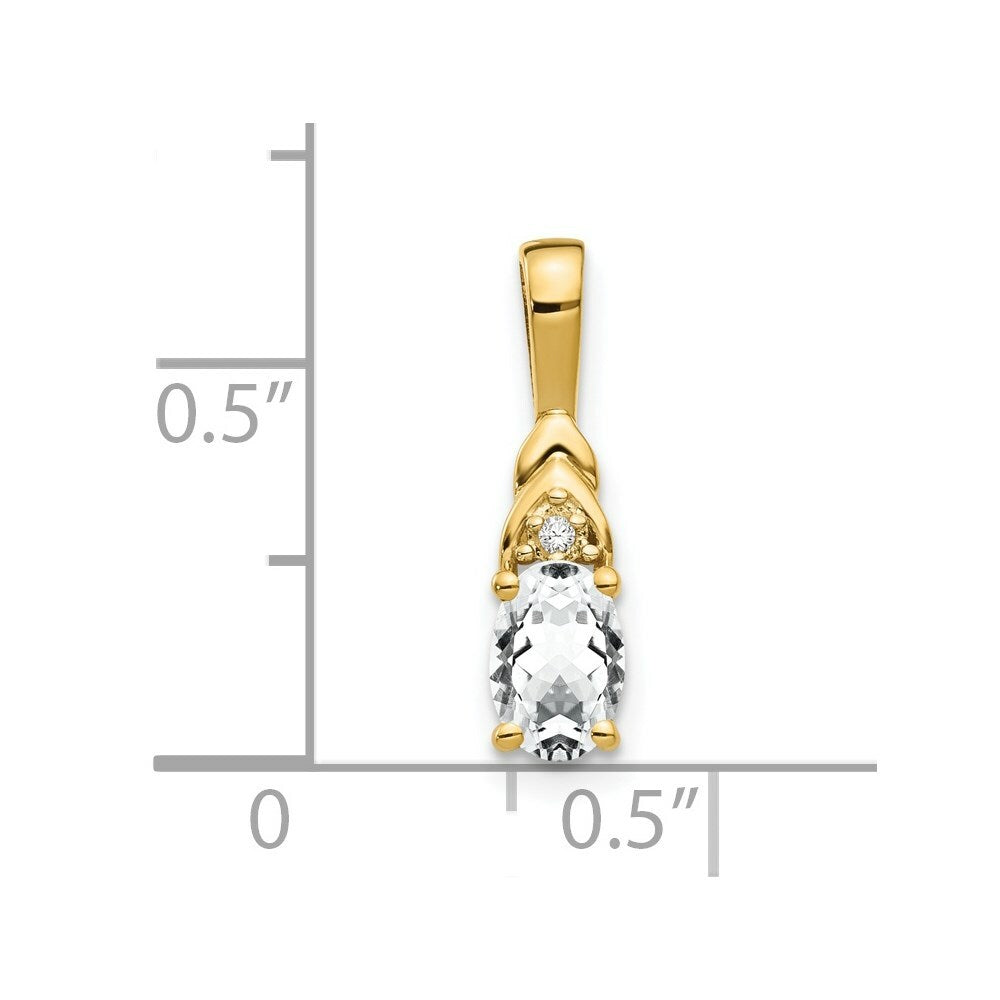 14K Yellow Gold Diamond & 0.64-Carat Oval White Topaz Pendant