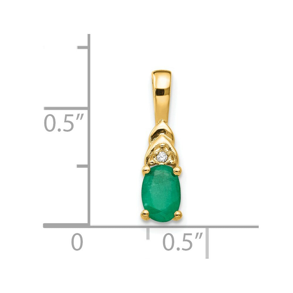 14K Yellow Gold Diamond & 0.40-Carat Oval Emerald Pendant