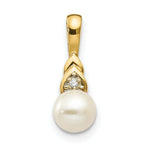 Load image into Gallery viewer, 14K Yellow Gold Diamond &amp; Freshwater Cultured Pearl Pendant
