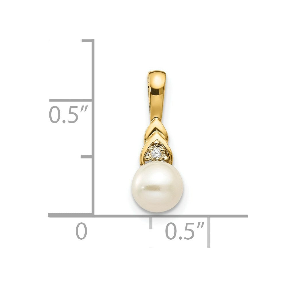14K Yellow Gold Diamond & Freshwater Cultured Pearl Pendant