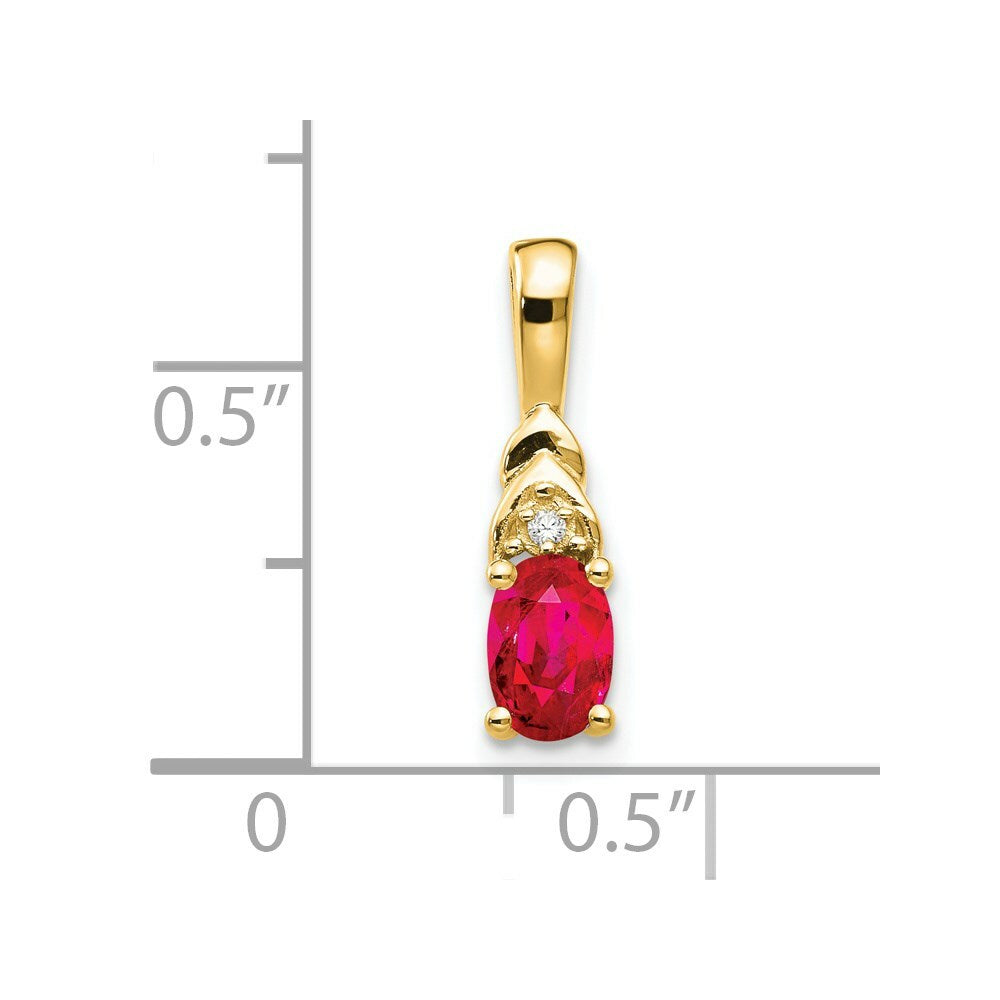 14K Yellow Gold Diamond & 1/2-Carat Oval Ruby Pendant