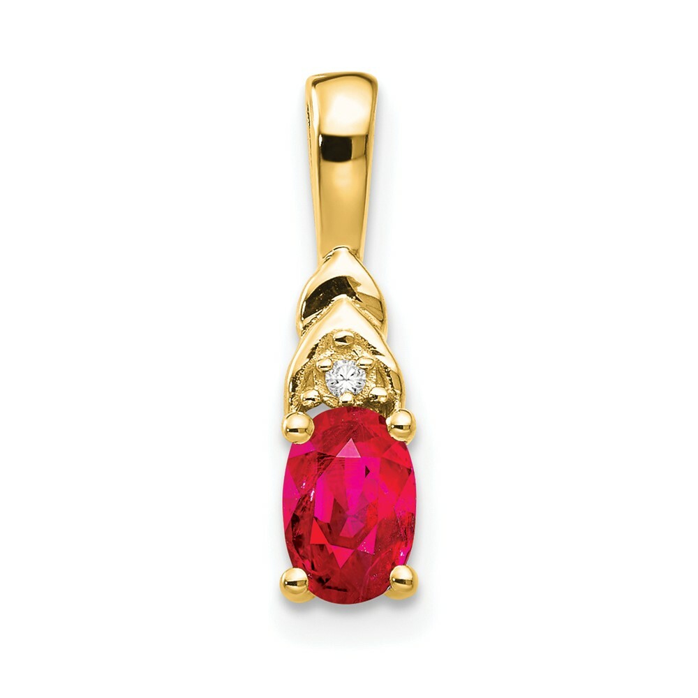 14K Yellow Gold Diamond & 1/2-Carat Oval Ruby Pendant