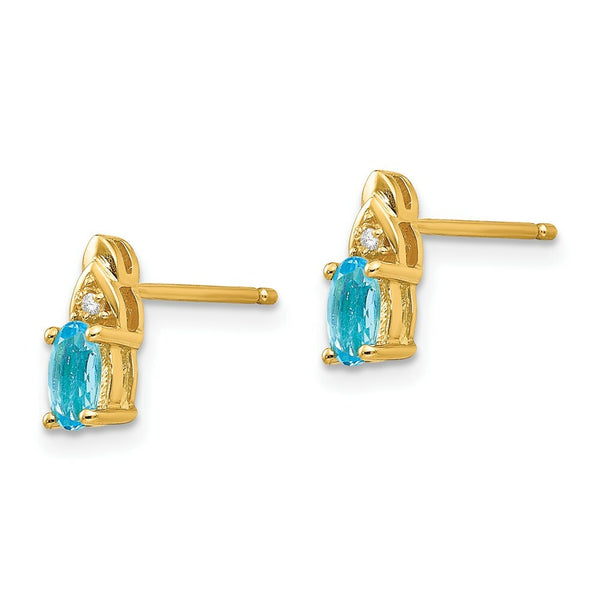 14K Diamond & Blue Topaz Earrings