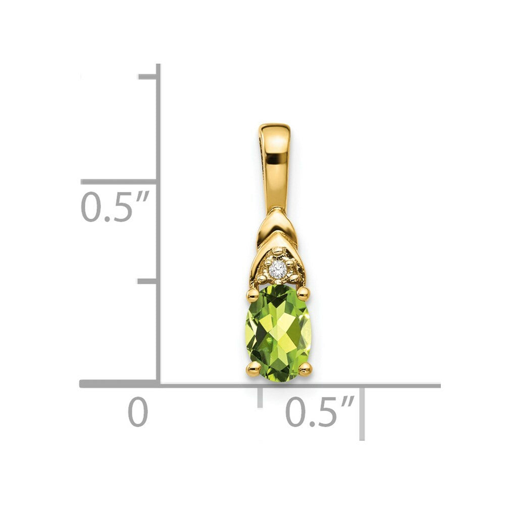 14K Yellow Gold Diamond & 1/2-Carat Oval Peridot Pendant