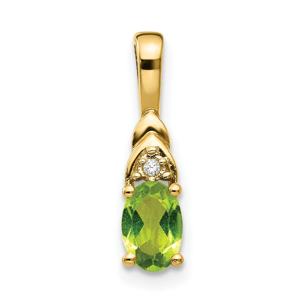 14K Yellow Gold Diamond & 1/2-Carat Oval Peridot Pendant