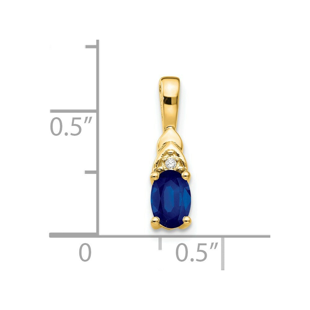 14K Yellow Gold Diamond & 1/2-Carat Oval Sapphire Pendant