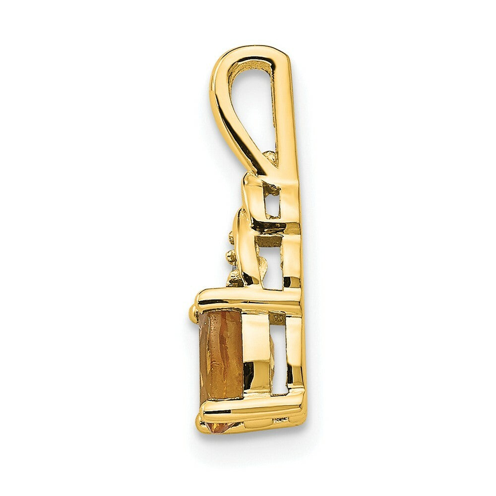 14K Yellow Gold Diamond & 0.41-Carat Oval Citrine Pendant