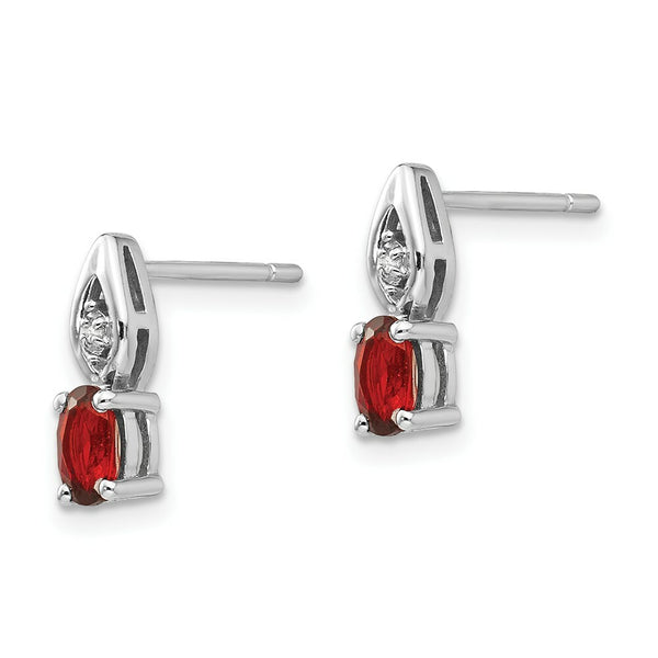 14K White Gold Garnet Diamond Earrings