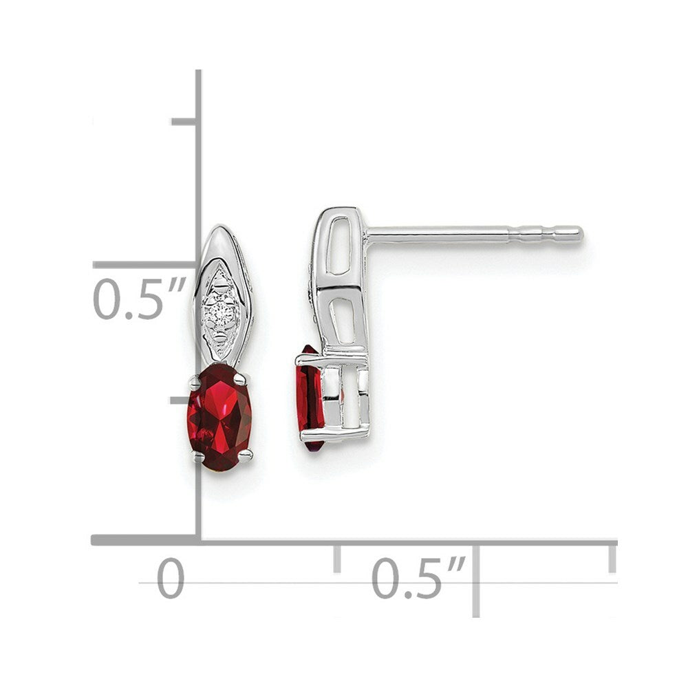 14K White Gold Garnet Diamond Earrings