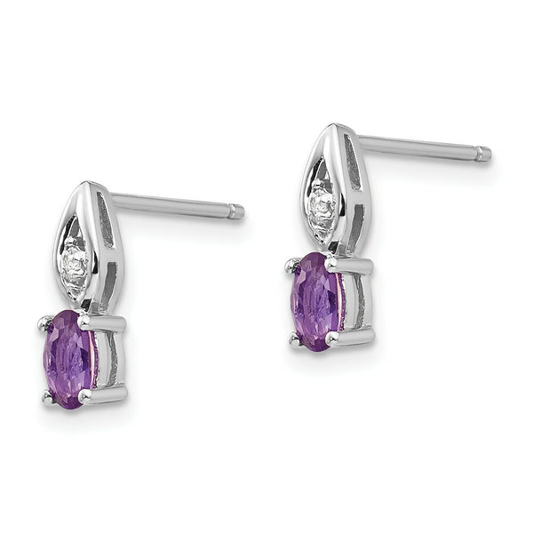 14K White Gold Amethyst Diamond Earrings