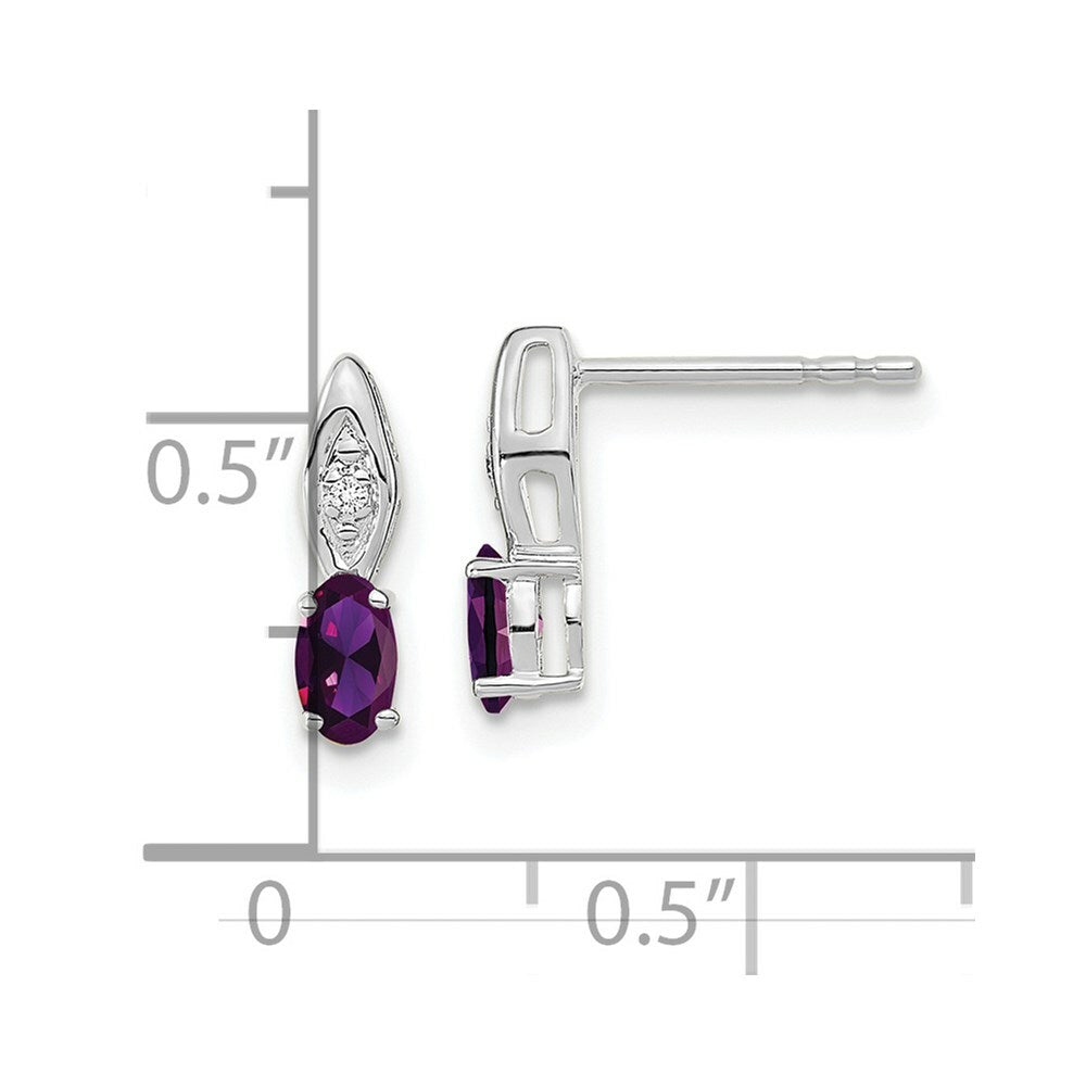14K White Gold Amethyst Diamond Earrings