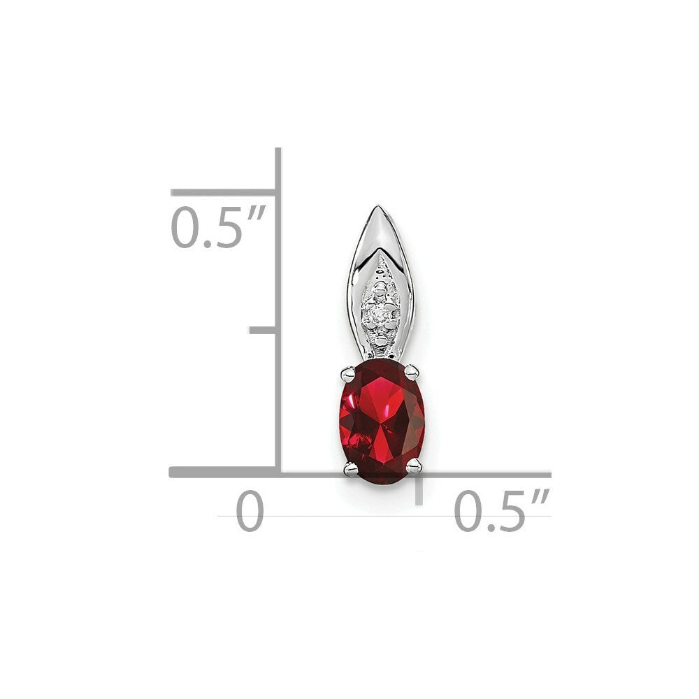 14K White Gold 0.63-Carat Oval Garnet Diamond Pendant