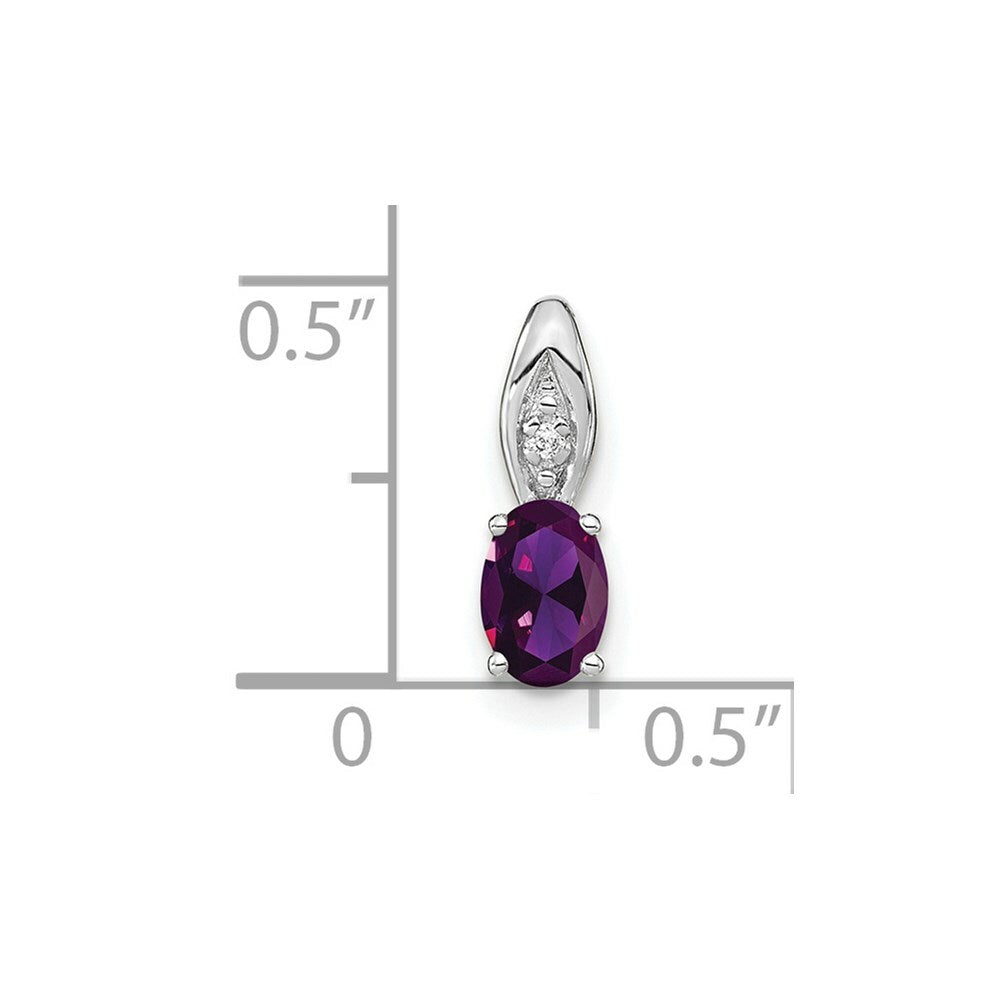 14K White Gold 0.42-Carat Oval Amethyst Diamond Pendant