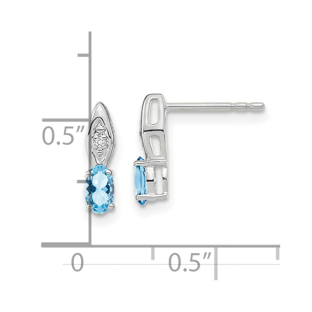 14K White Gold Aquamarine Diamond Earrings