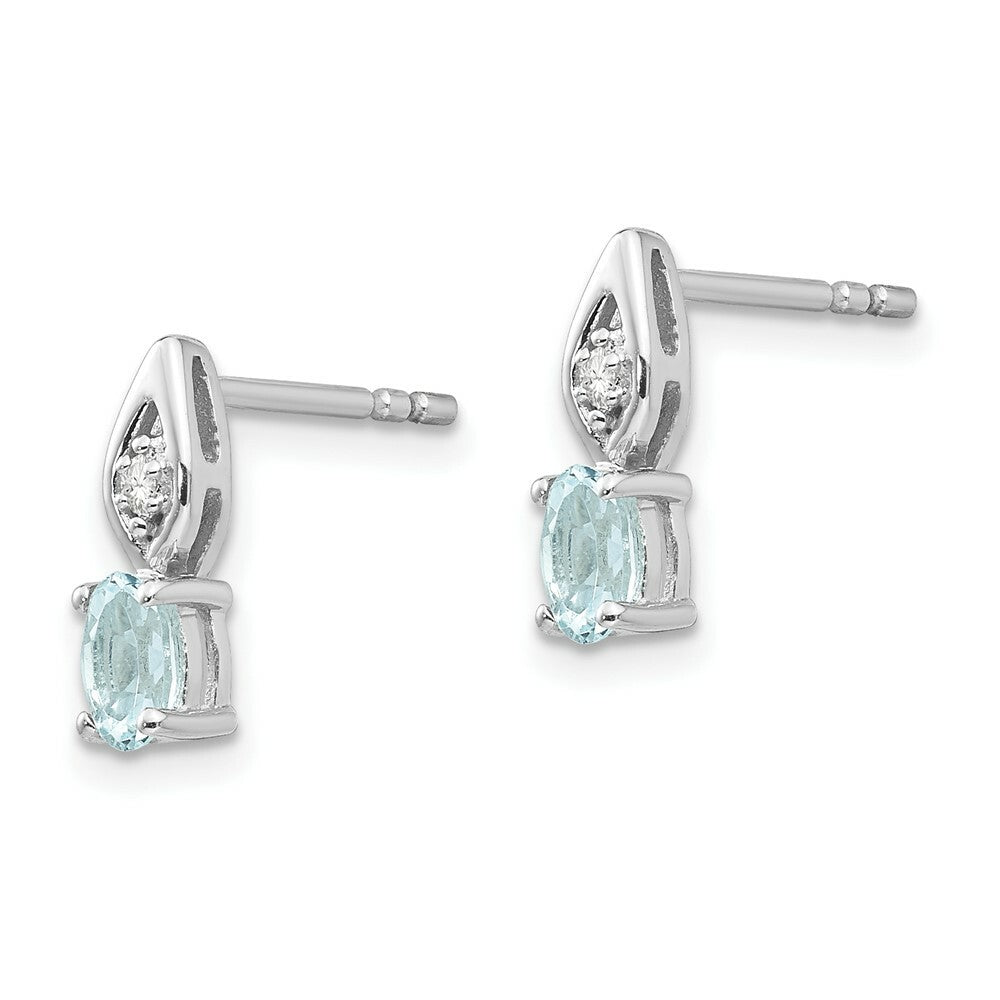 14K White Gold Aquamarine Diamond Earrings