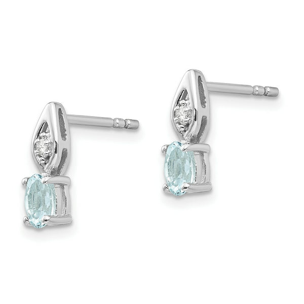 14K White Gold Aquamarine Diamond Earrings