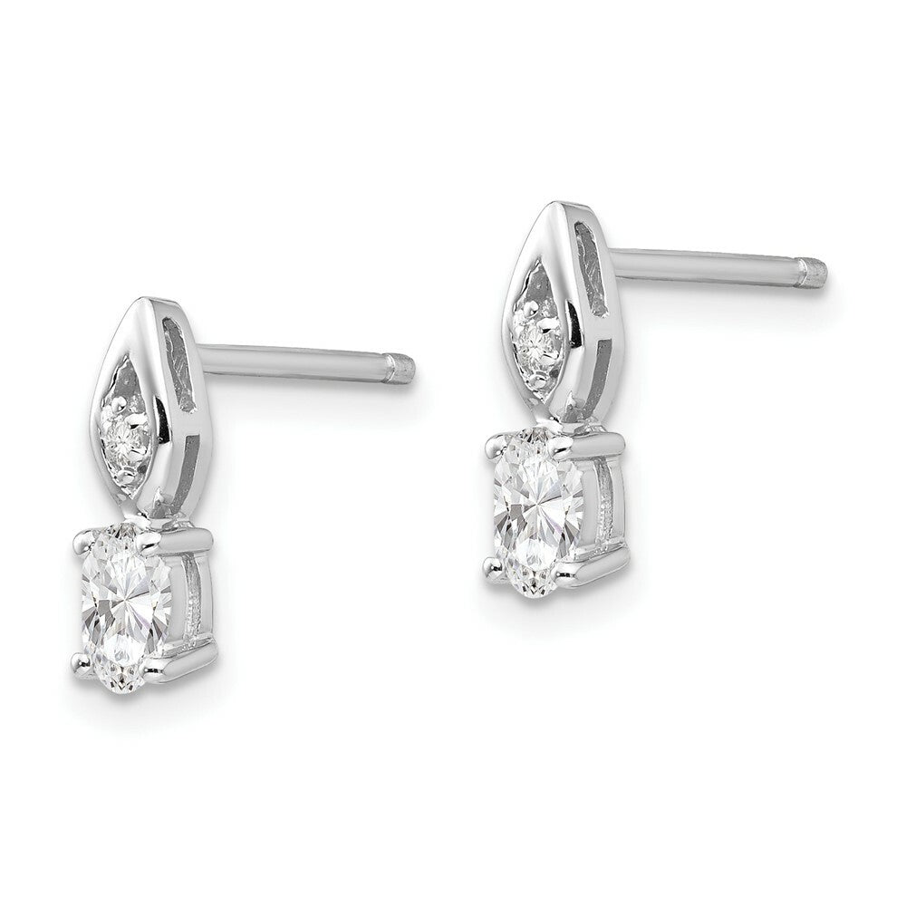 14K White Gold Oval White Topaz Diamond Acdent Earrings