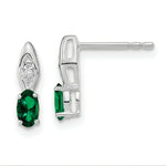 Load image into Gallery viewer, 14K White Gold Emerald Diamond Earrings
