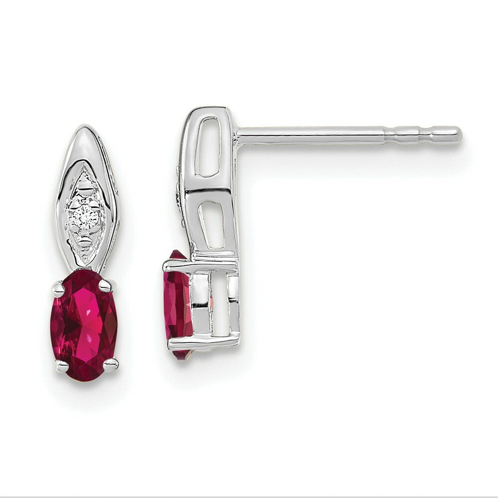 14K White Gold Ruby Diamond Earrings