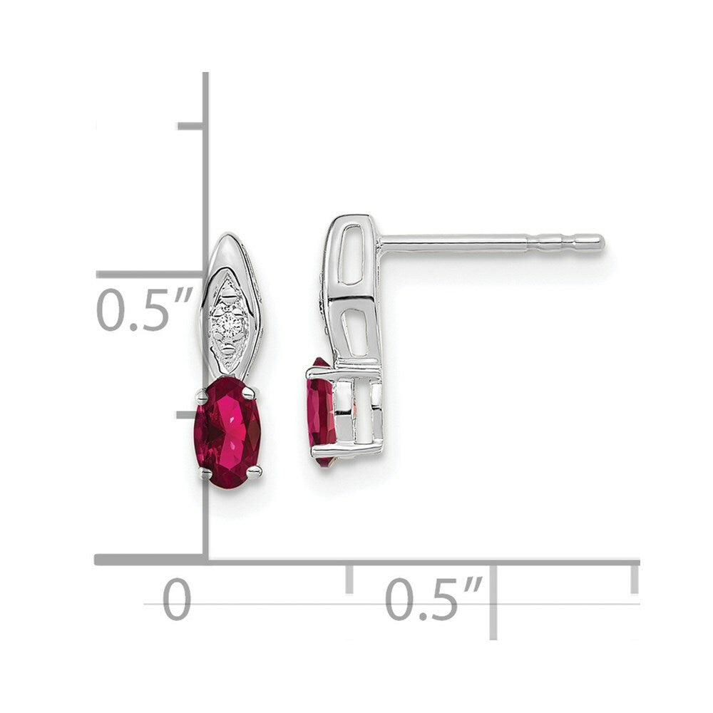 14K White Gold Ruby Diamond Earrings