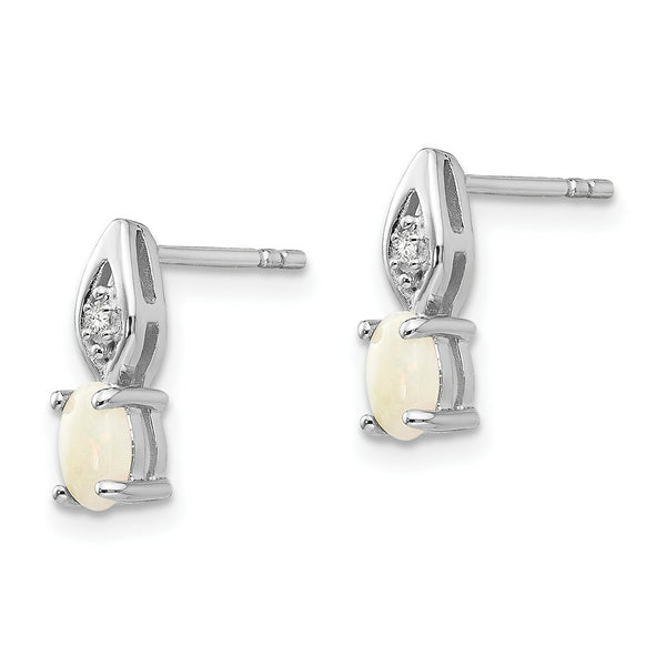 14K White Gold Opal Diamond Earrings