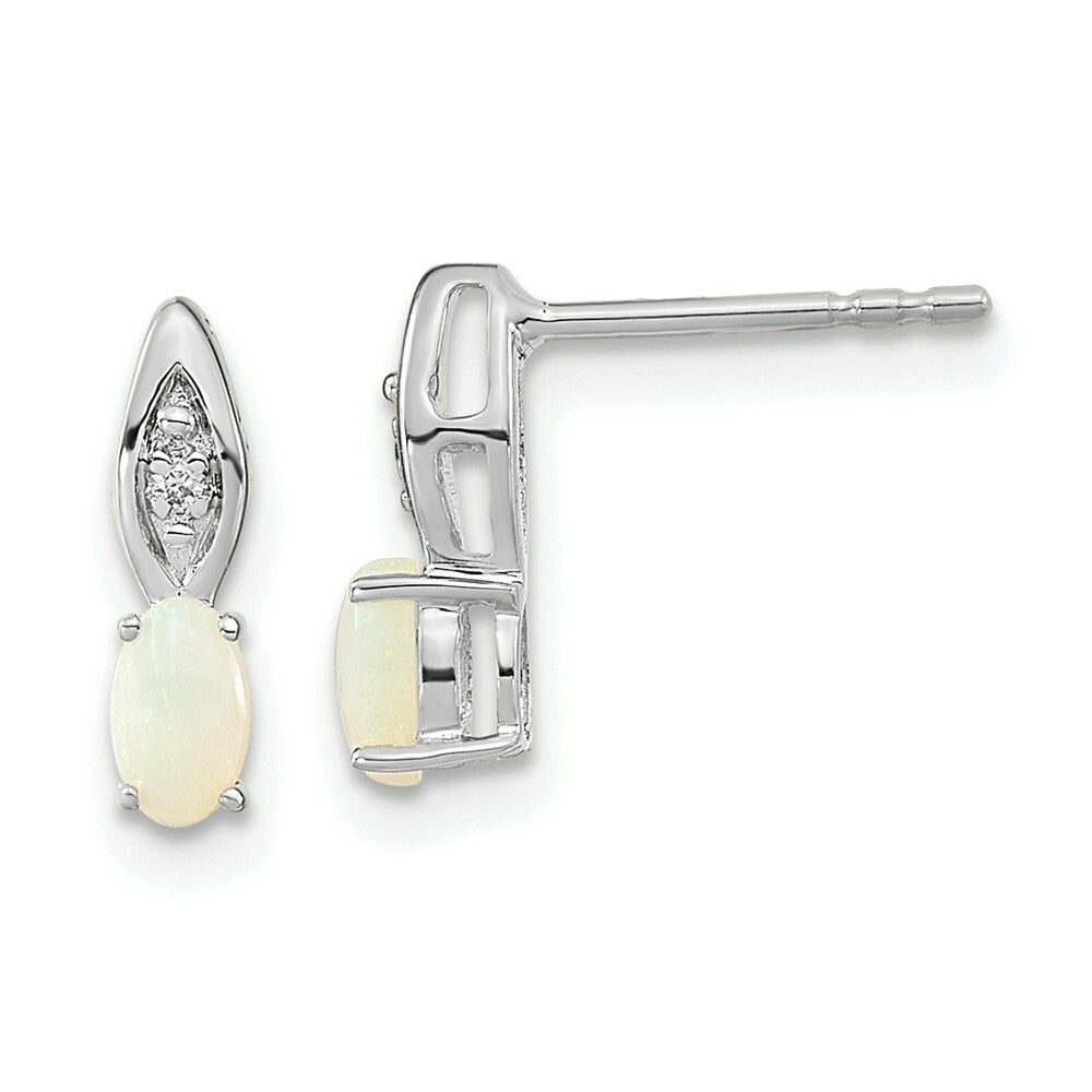 14K White Gold Opal Diamond Earrings