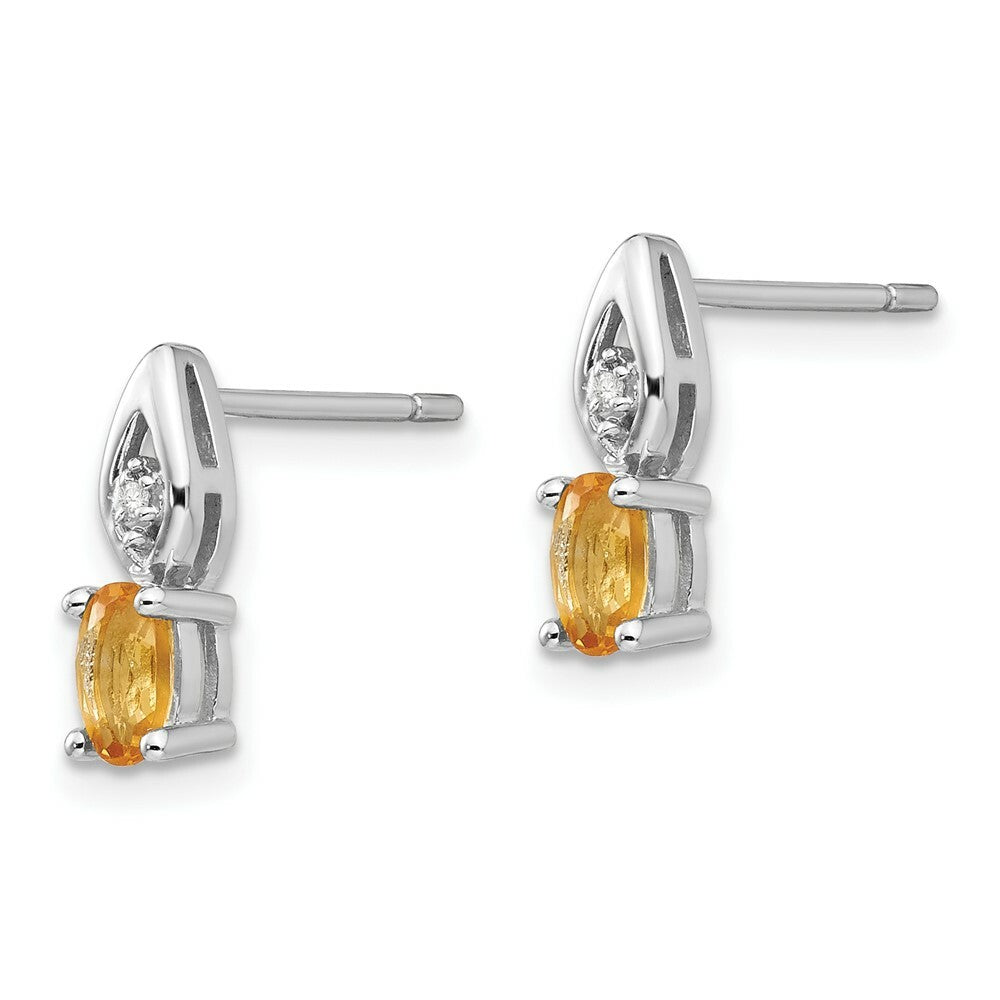 14K White Gold Citrine Diamond Earrings