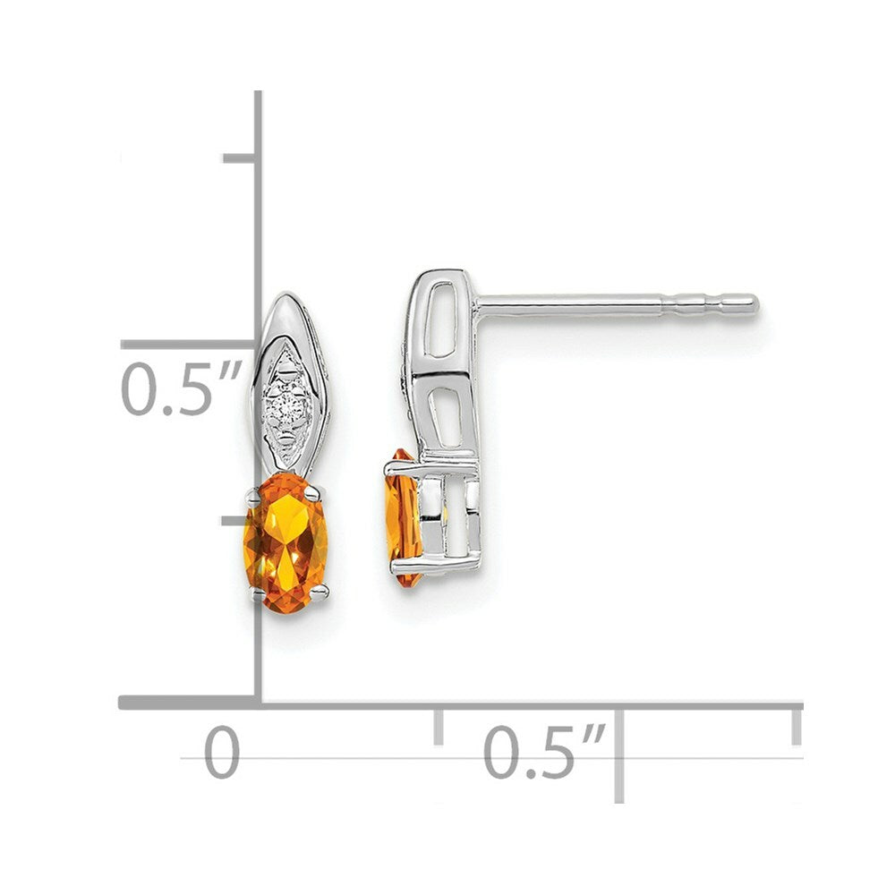 14K White Gold Citrine Diamond Earrings