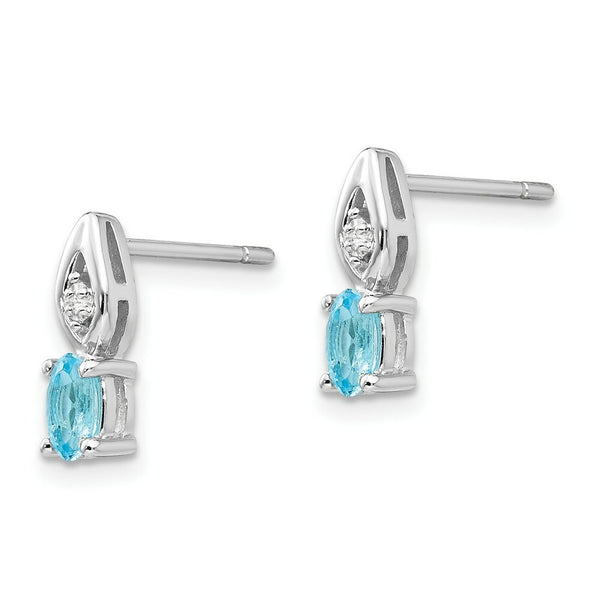 14K White Gold Blue Topaz Diamond Earrings