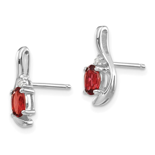 14K White Gold Garnet Diamond Earrings
