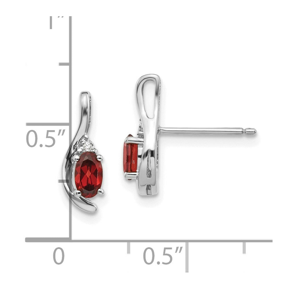 14K White Gold Garnet Diamond Earrings