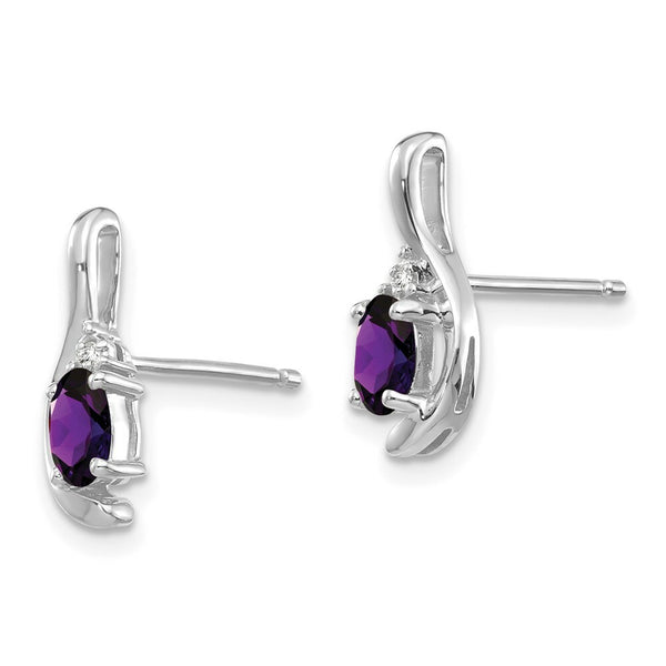 14K White Gold Amethyst Diamond Earrings