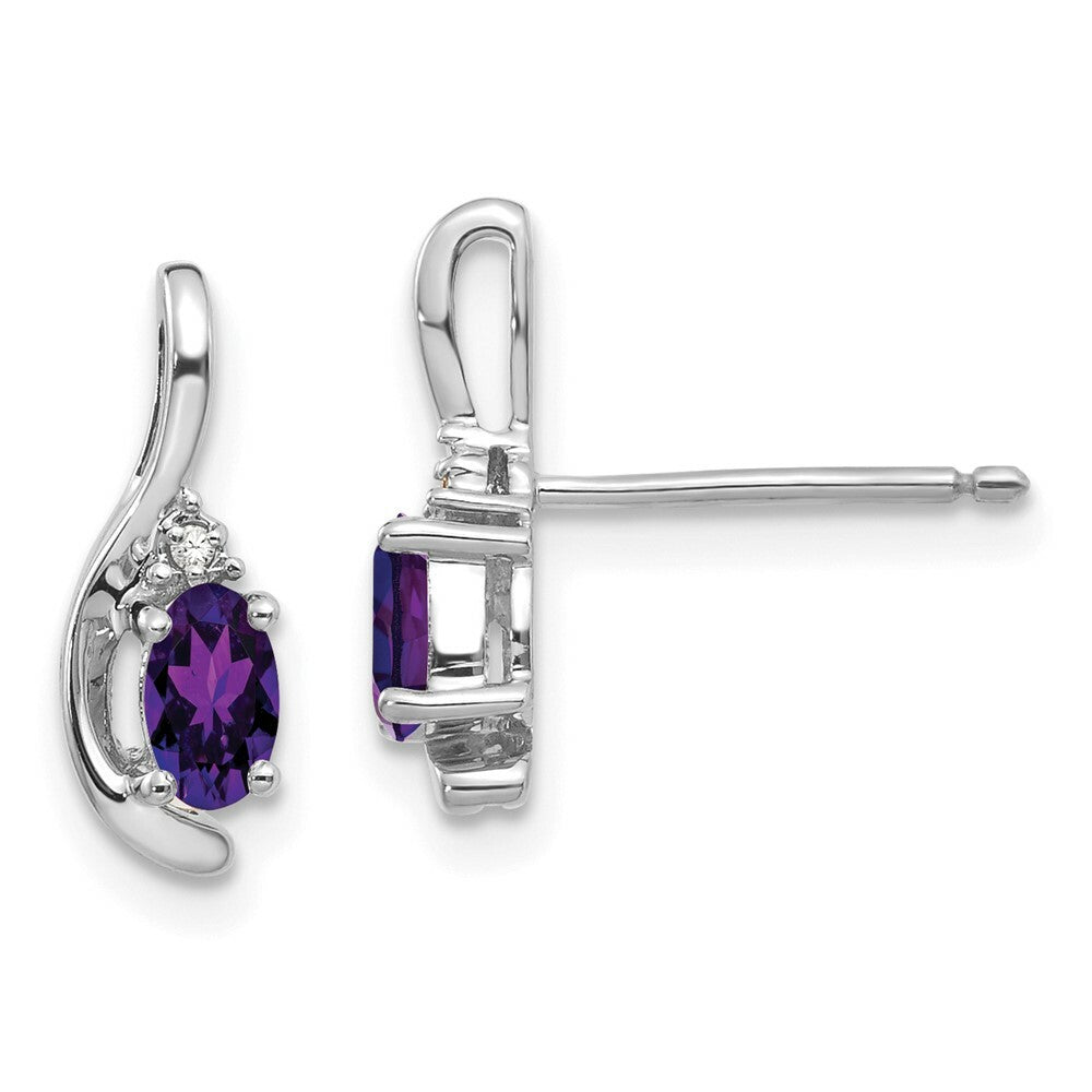 14K White Gold Amethyst Diamond Earrings