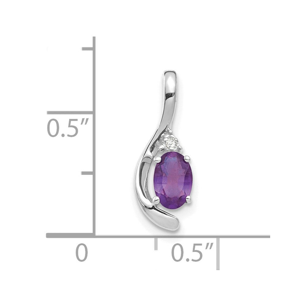 14K White Gold 0.46-Carat Oval Amethyst Diamond Pendant